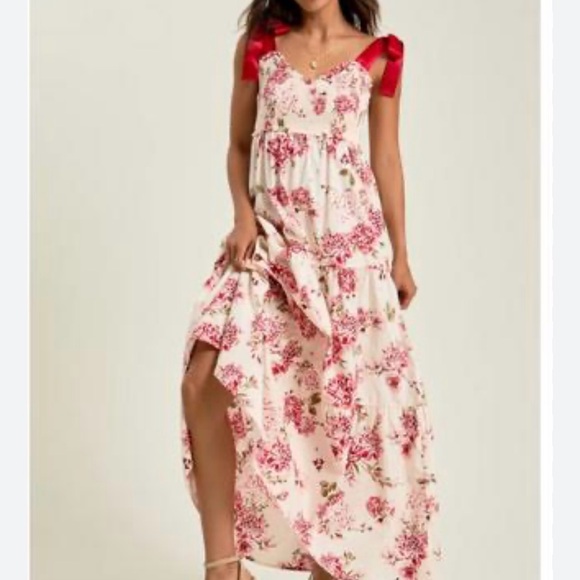 Summer maxi dress.   Xl. 10/12.  Smocked bodice - Picture 2 of 8